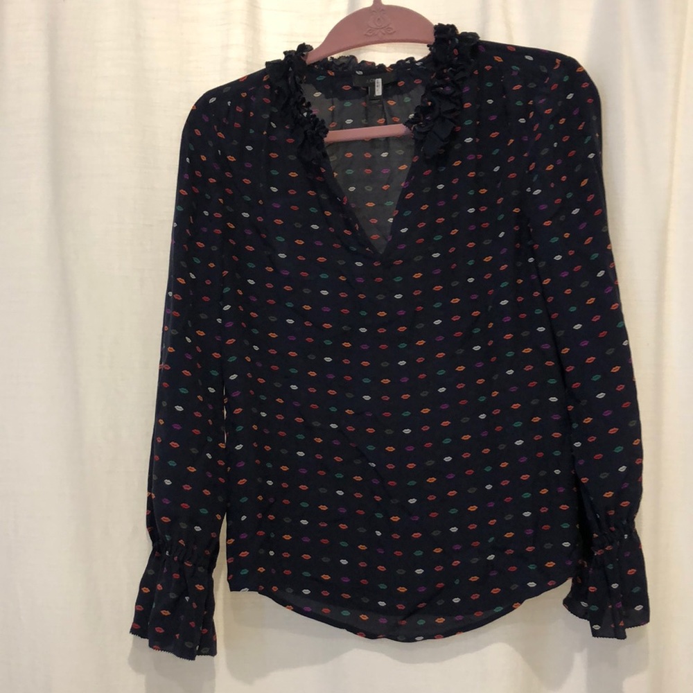 J Crew Navy kisses silk blouse